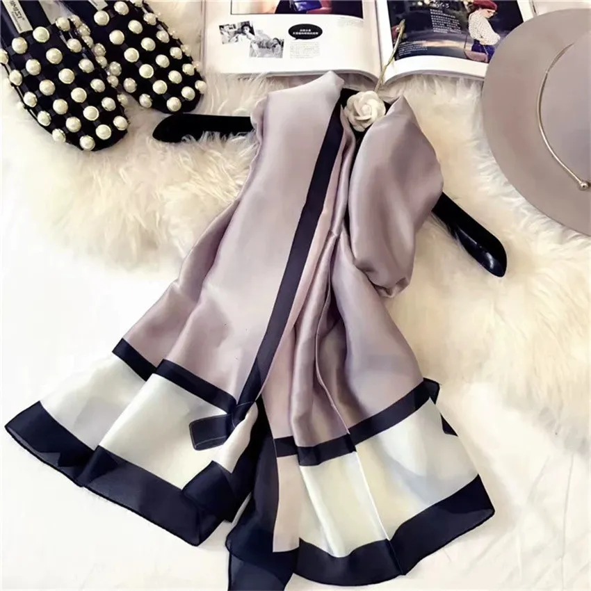 High Quality Fashion Autumn and Winter Brand Silk Scarves Timeless Classic, Super Long Shawl Women's soft Beautiful bow scarf 180*90CM