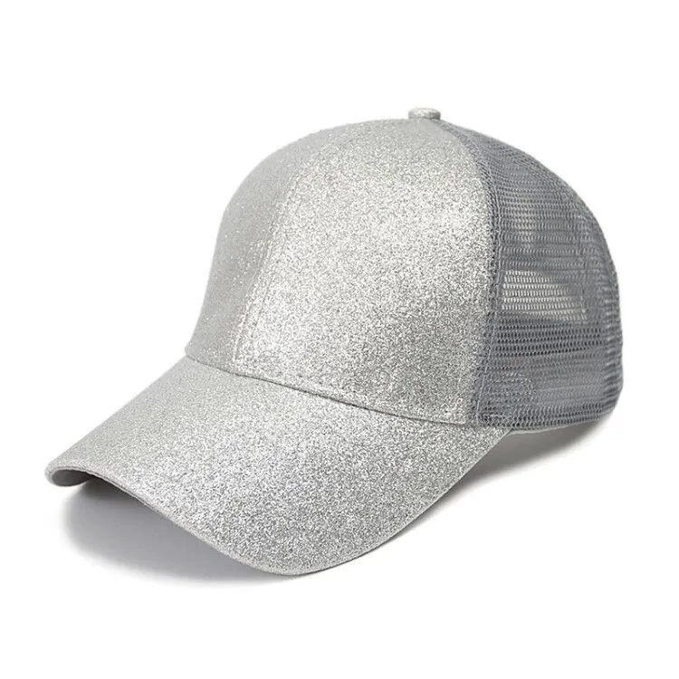 Ponytail Hat Fluorescence Sequin Anti-Sweat Breathable Mesh Favor Caps Adjustable anti-uv Hats Sport Baseball Cap ZYY931