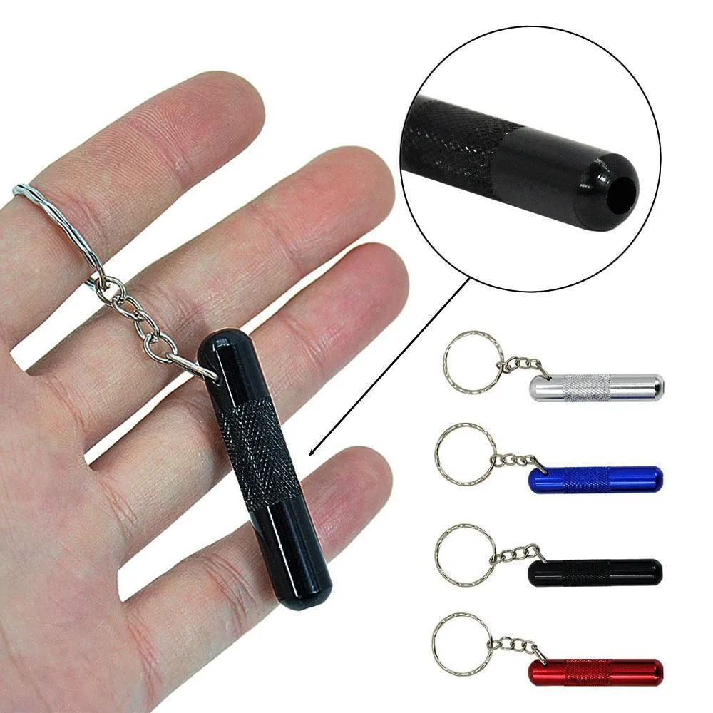 50mm main Mini Portable métal fumer tuyau tabac à priser snorter porte-cigarette accessoires avec porte-clés chaîne type droit