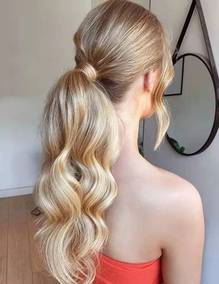 Ash Blonde Ponytail Extension: Real Human Hair Wrap Around  display picture 3