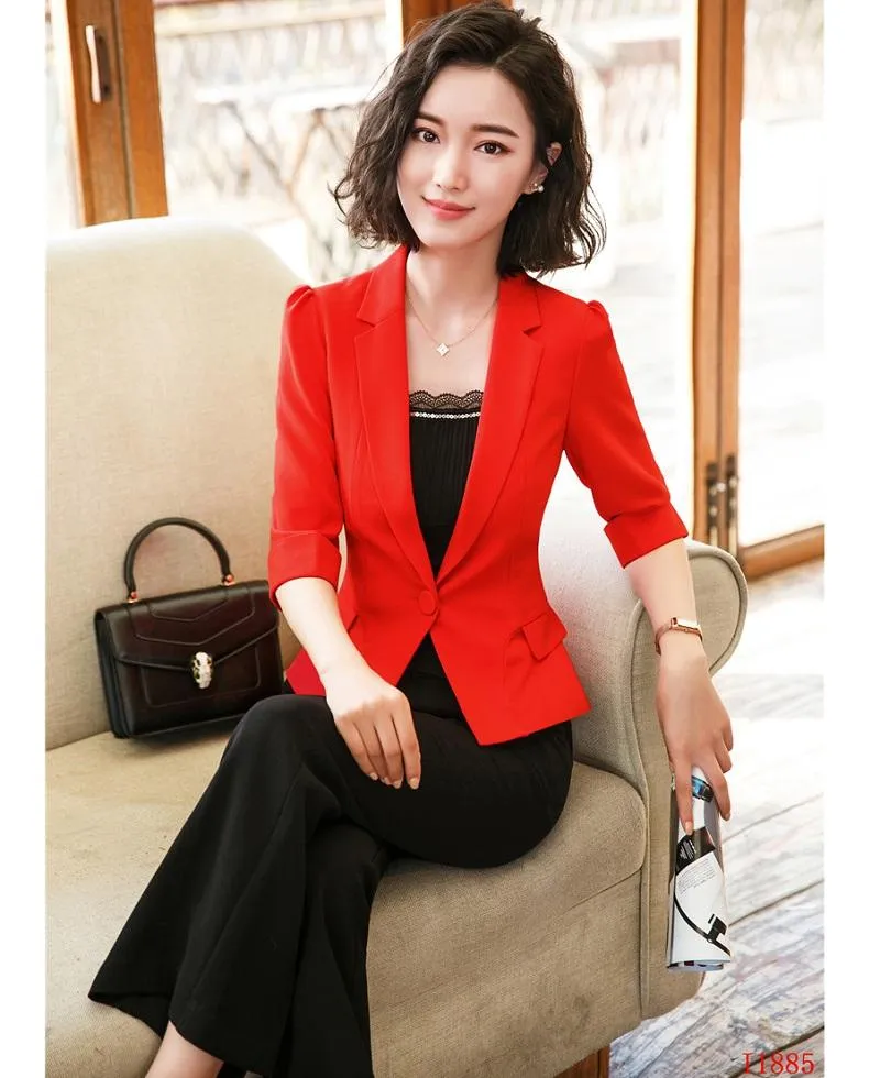 Formal Office Ladies Red Blazer Women 