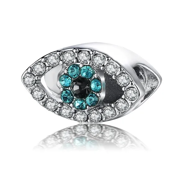 Se encaixa Pandora Pulseiras 20 pcs Mal Eye Blue Crystal Spacer Charms Beads Prata Charms Bead Para Mulheres DIY Colar Europeu Jóias