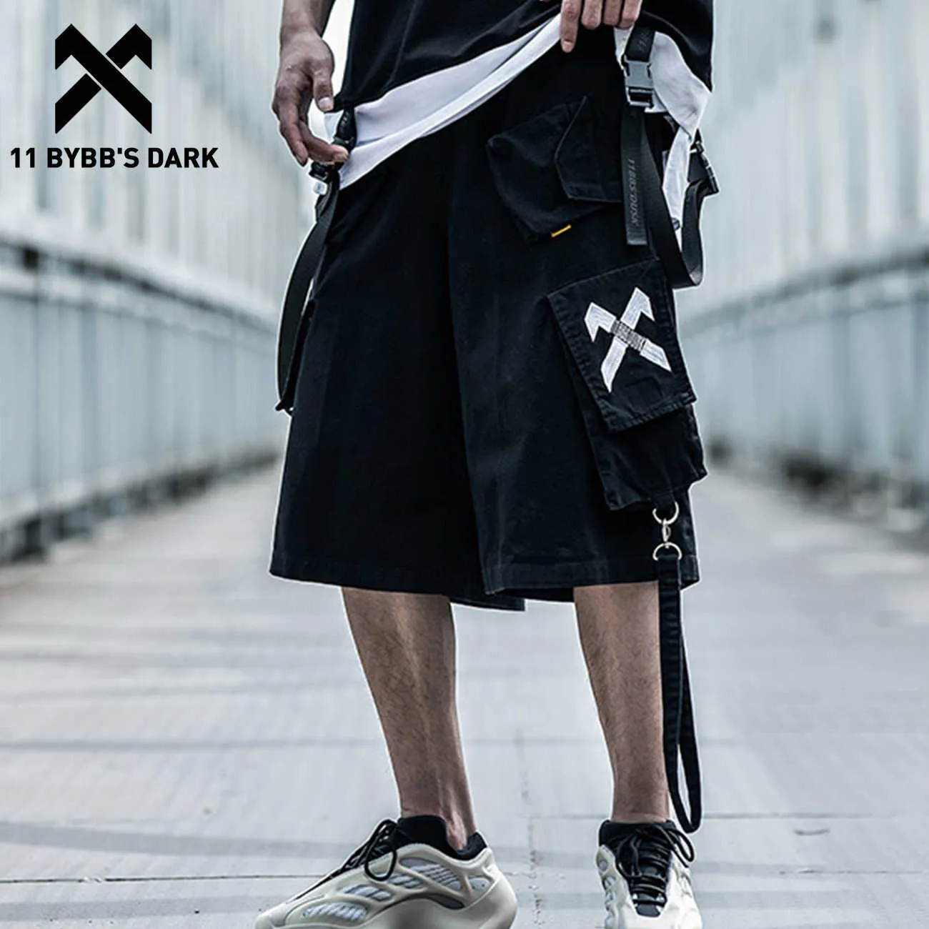 11 BYBB'S DARK Hip Hop Cargo Hosen Streetwear Männer Mode Lose Beiläufige Sommer Baumwolle Tasche Design Harajuku Shorts 210714
