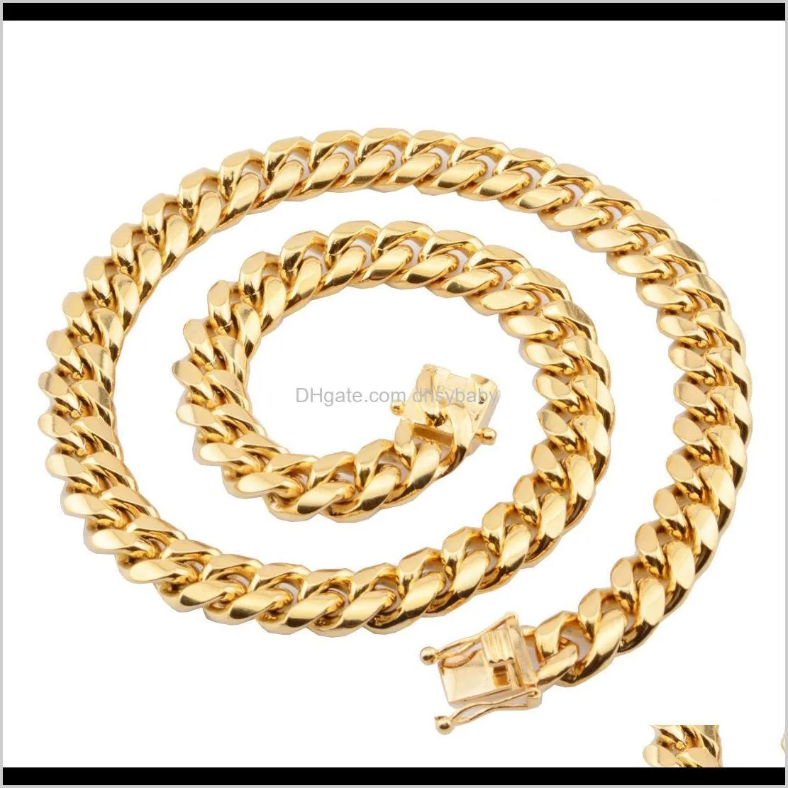 luxury designer necklaces stainless steel jewelry hip hop necklace mens cuban link chain long gold rapper accessories fashion jewellery