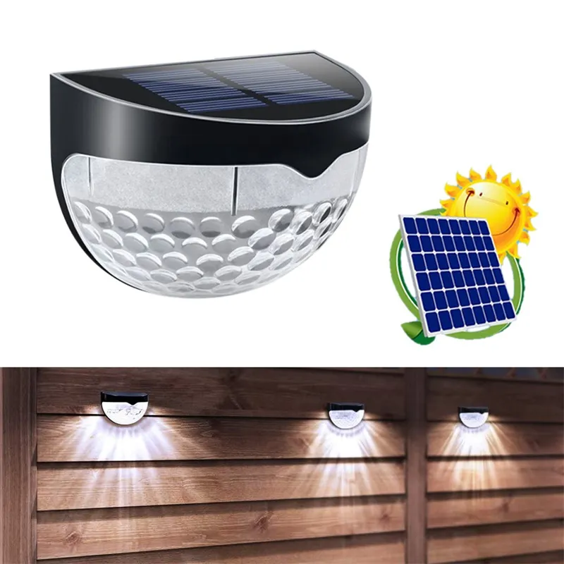 Sol staketlampa 6led semi-cirkulär utomhus plattform steg utomhus vattentät innergård trädgård landskap staket vägg IP55 10PCs