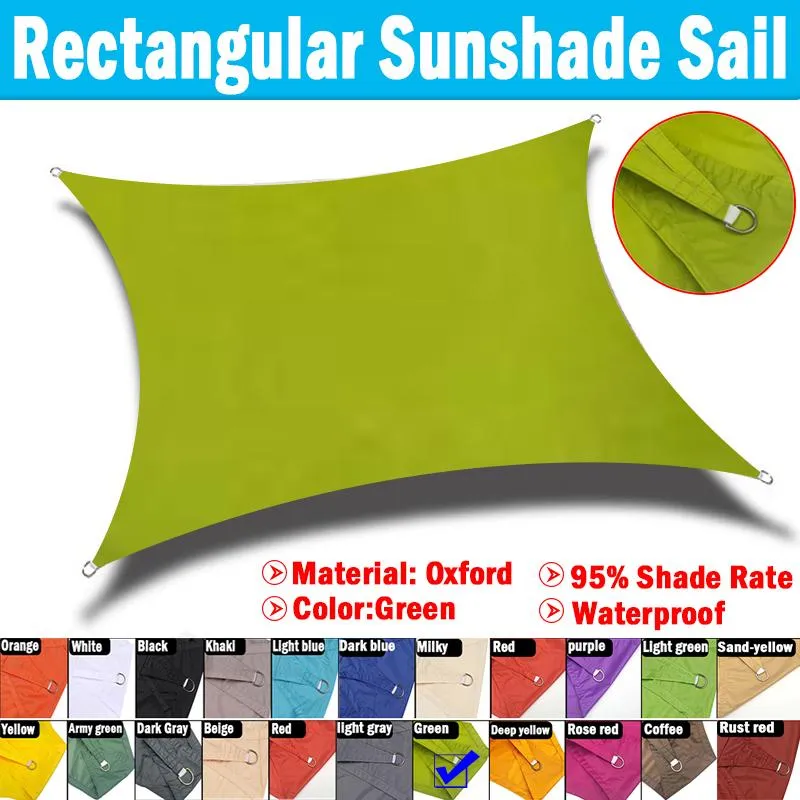 Shade Green Color Waterproof SunShade Sail Garden Patio Rectangle Sun-Shelter Cloth Outdoor Playground Stadium Terrace Sails