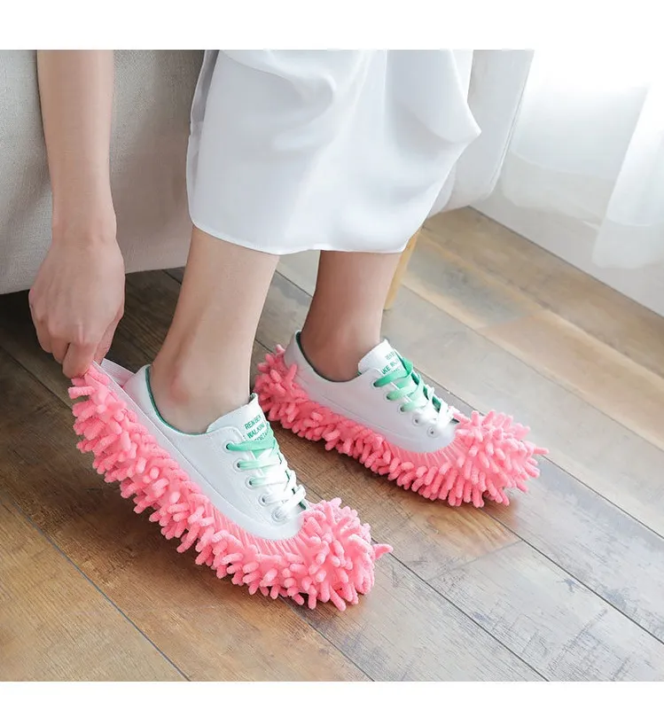 Mop Slippers Household Cleaning Tools Dust Removal Lazy Floor Wall Feet Shoe Covers Washable Reusable Microfiber ST477