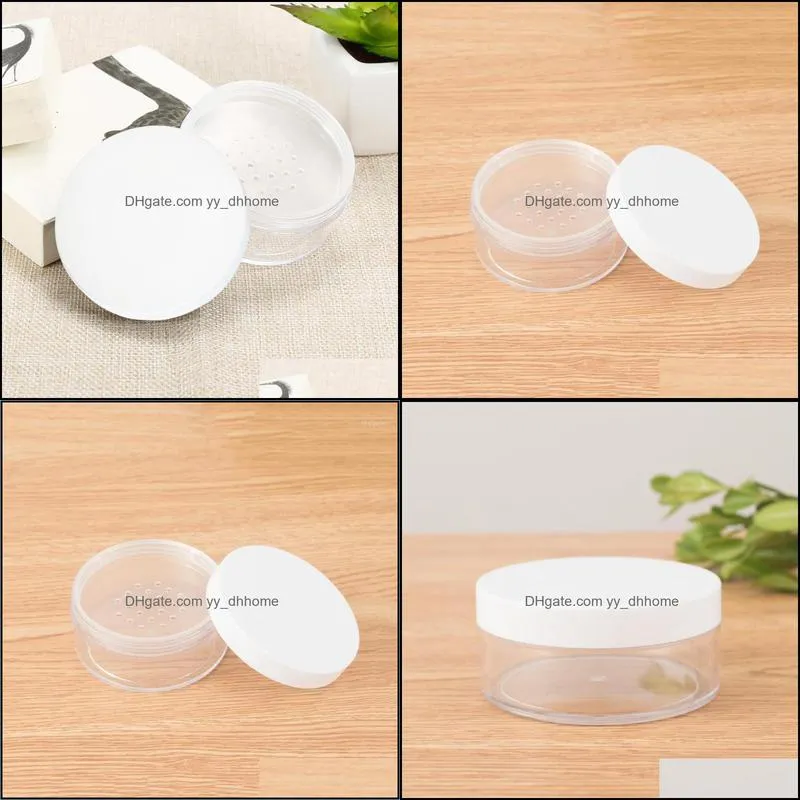 Storage Bottles & Jars 50ml Plastic Empty Loose Box Reusable Portable Travel Pot With Sieve Cosmetic Makeup Jar Container Sifter White