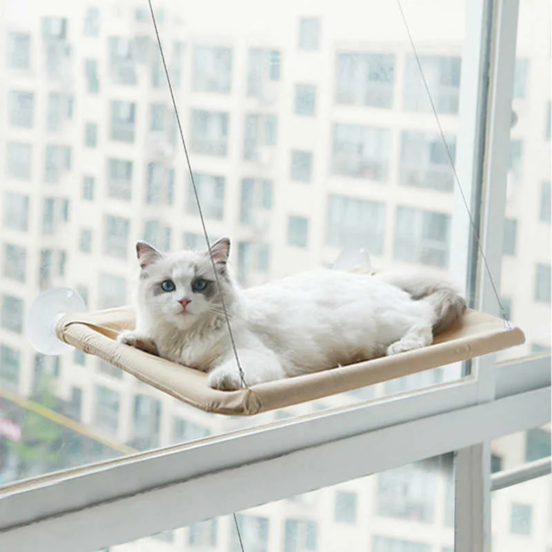 Cat Hammock Cats Window Bed Perch Bearing 20kg Window Mounted Cat Hommock Pet Suction Hanging Sill Sleeping Shelf Bag Beds Seat 210722