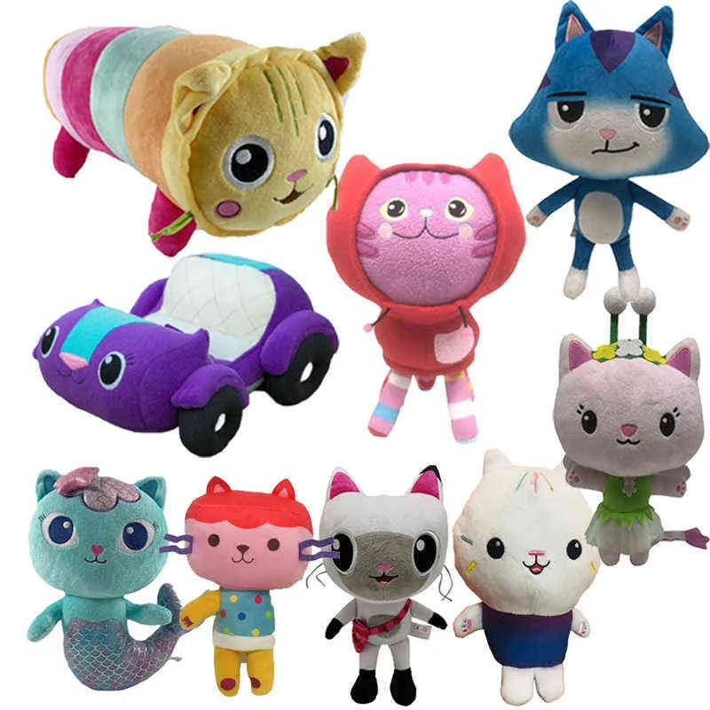 23-25CM Gabby Dollhouse Peluche Cartoon Saison Animaux En Peluche Sirène  Chat Peluche Poupées pour Enfants Cadeaux D'anniversaire De Noël 220121