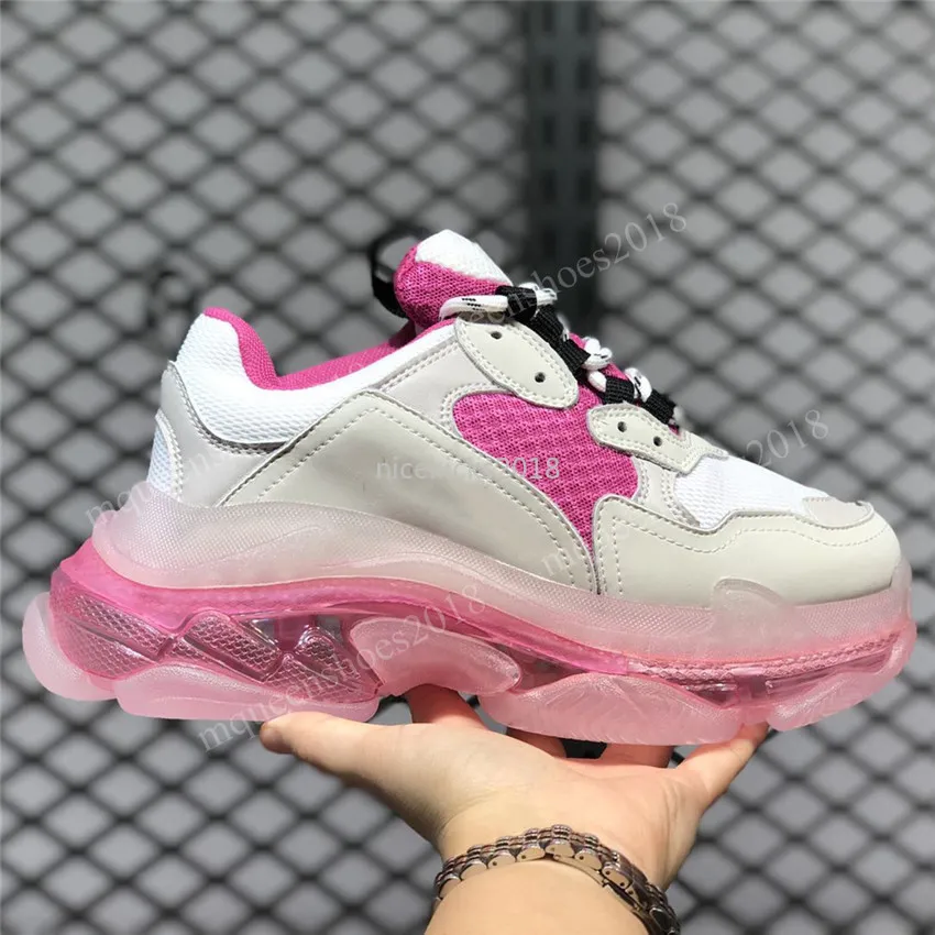 Paris Triple S Calçados Sapatos Clear Sole Sports Fashion Runner Lace Up Candy Cor Homens Mulheres Respirável Plataforma Esportes Sneakers Treinadores Tamanho 36-45 XDFSXVX