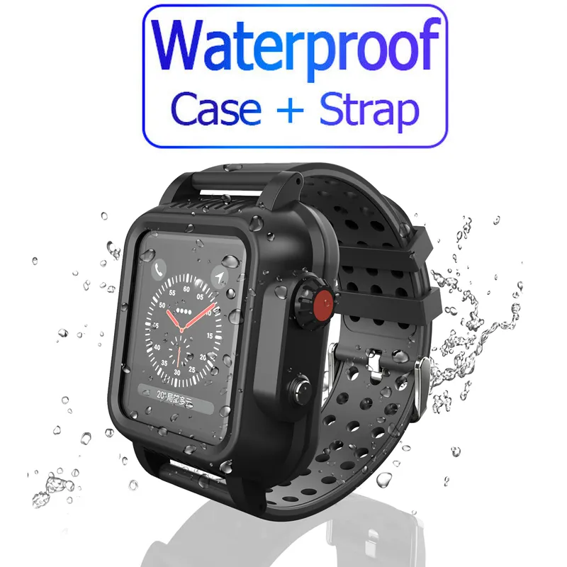 Vattentäta fall med anti-scratch-skärmskydd Soft Silicone Dammtät Loop Band 360 Full Set ShockoProof Väska till Apple Watch Iwatch 3 4 5 6 SE 38 40 42 44mm