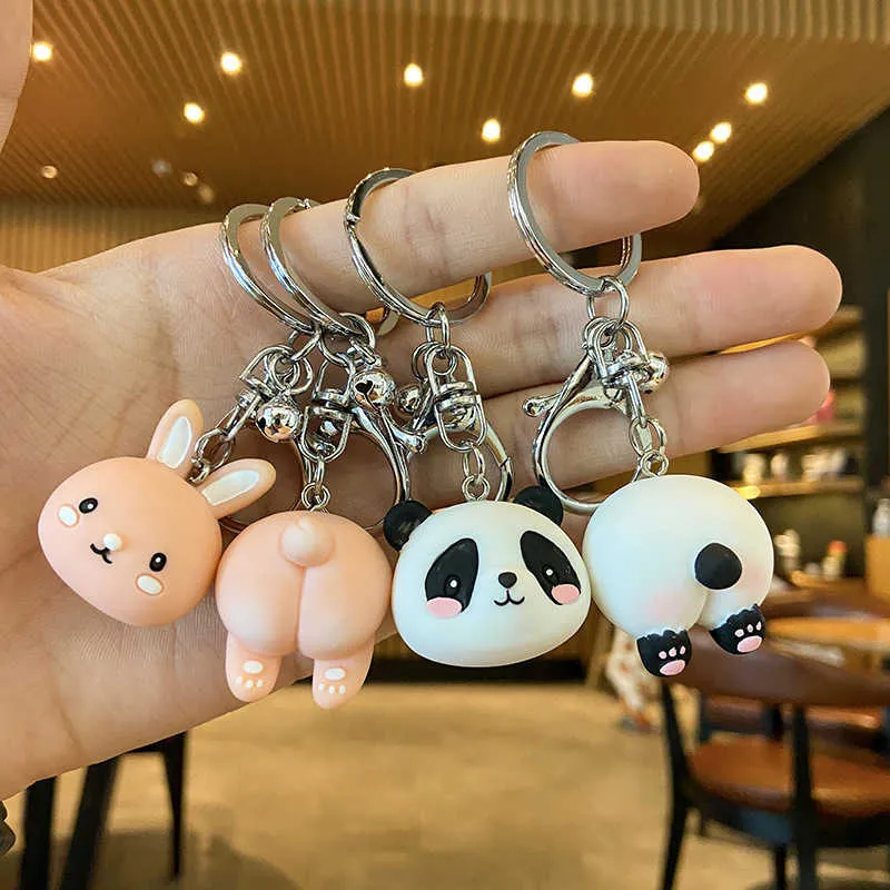 2021 Couple créatif mâle et femelle cartable porte-clés avec dessin animé mignon résine mascotte porte-clés pendentif porte-clés charmes à la mode G1019