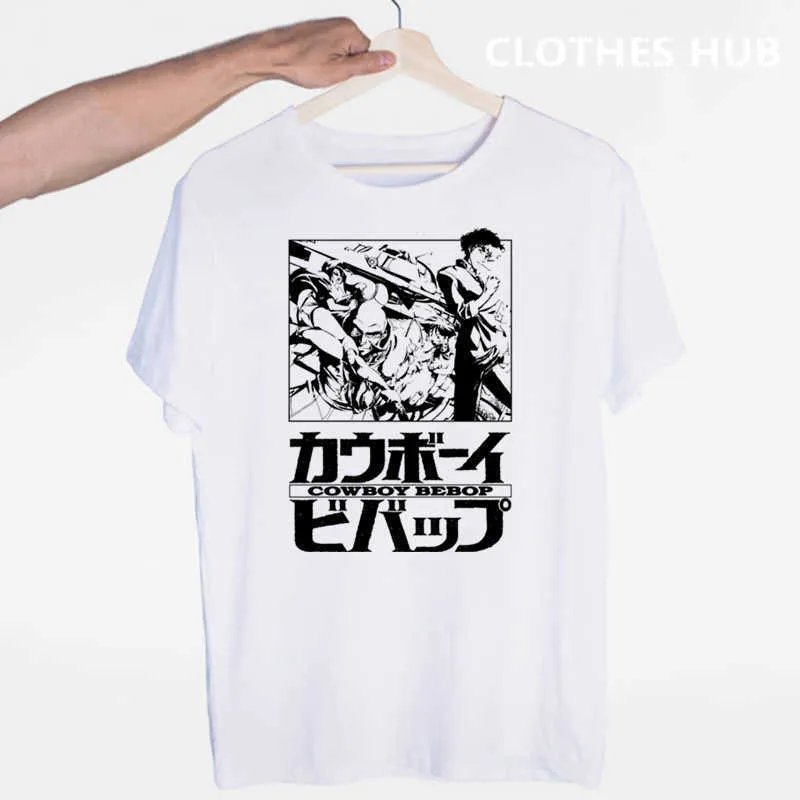 Ковбой Bebop Японский аниме фильм футболка с короткими рукавами с короткими рукавами Летняя повседневная мода унисекс мужчины и женщины футболка X0621