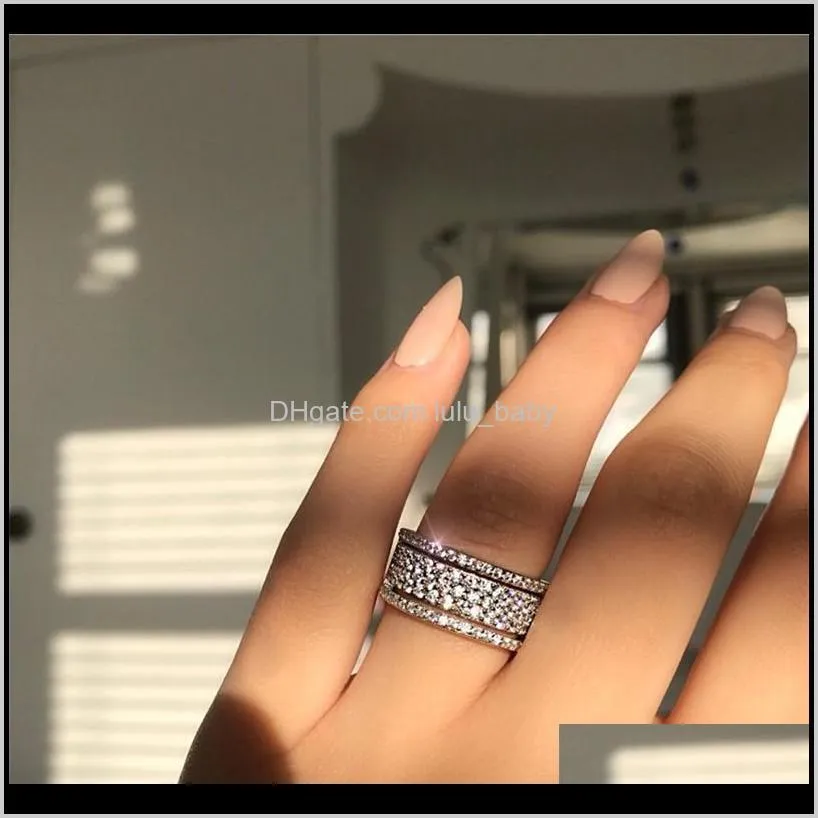 vecalon starlight promise ring 925 sterling silver five dazzling layers diamond cz engagement wedding band rings for women men
