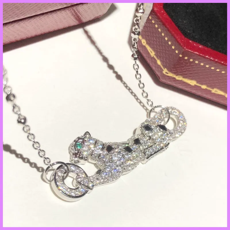 Nieuwe Animal Necklace Hanger Dames Luxe Designer Kettingen Straat Mode-sieraden Leopard Hoge Kwaliteit Diamanten 18K Gold D2110195F