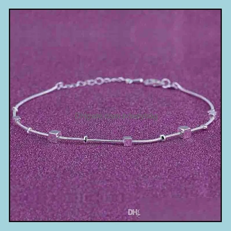 2018 New Foot Jewelry Anklets Hot Sale Silver Anklet Link Chain For Women Girl Foot Bracelets Fashion Jewelry Wholesale Free Shipping