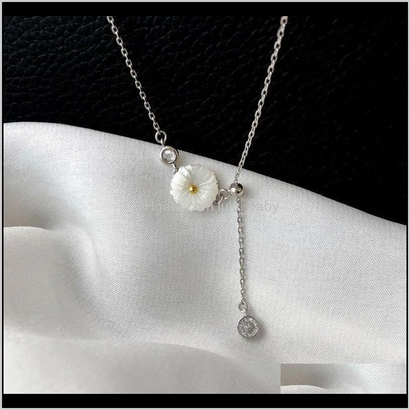 muqi s925 sterling silver shell, small daisy pulling chain, lovely student`s foot ornament in summer, girl`s cool wind