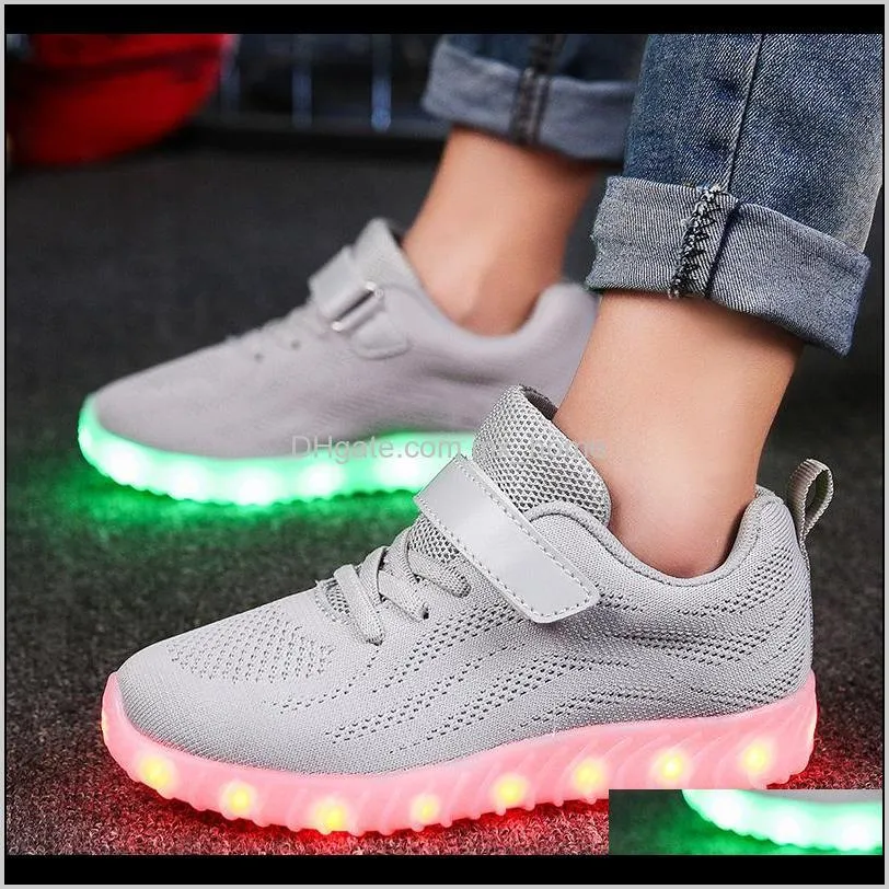 uncle jerry child summer shoes light up shoes for boys and girls led sneakers usb rechargeable breathable children casual shoes 201123