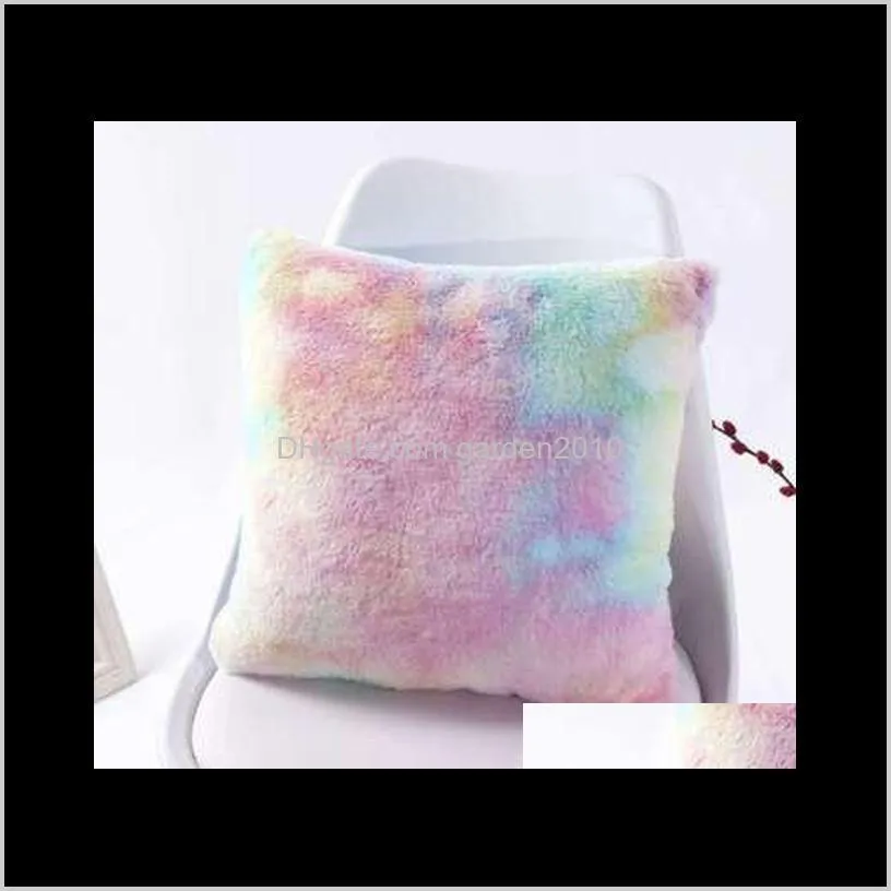 gradient tie dye printing pillowcase short plush colorful print square background art sofa decoration 42cmx 45cm pillow case