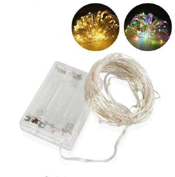 2021 Batterierstyrd LED -strängljus Koppar Silvertråd Fairy Lights For Holiday Wedding Party Christmas Lights Drops Lamp Fast Ship