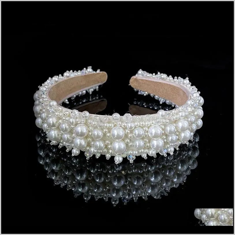 forseven white pearls headbands baby shower newborn photo props hair bands for women girls makeup wedding hairband hair designer