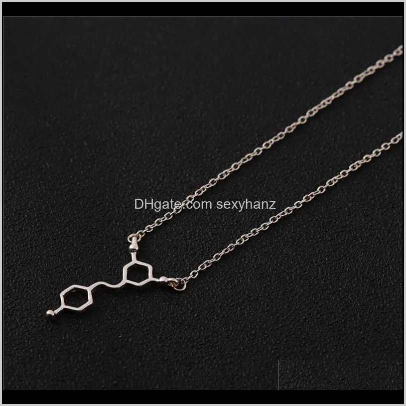 10pcs resveratrol red wine molecule necklace hormone chemical structure dopamine molecular chemistry geometric necklaces