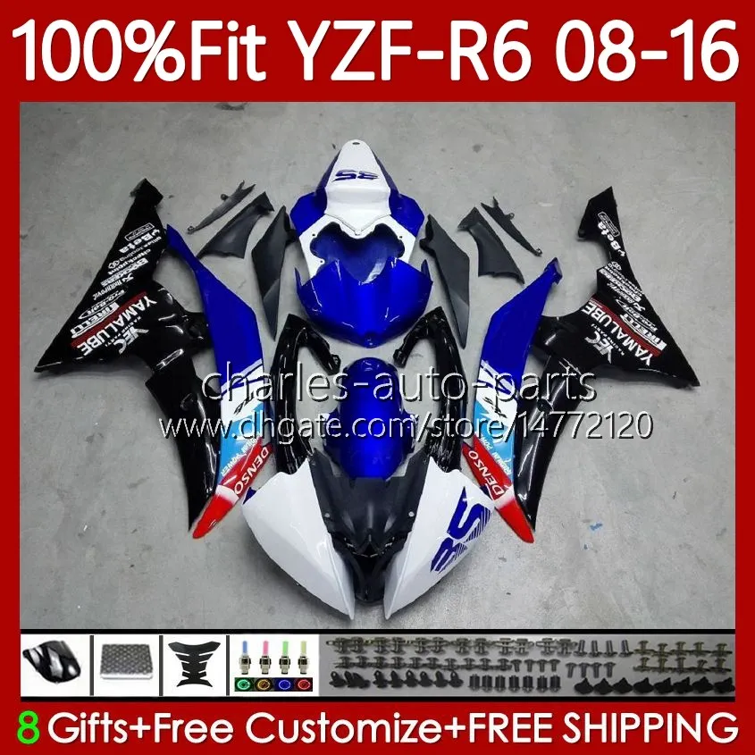 Injection Fairings For YAMAHA YZF-R6 YZF R 6 YZF R6 600 YZF-600 YZFR6 08 09 10 11 12 13 15 16 99No.22 YZF600 2008 2009 2010 2011 2012 2013 2014 2015 2016 OEM body blue glossy blk