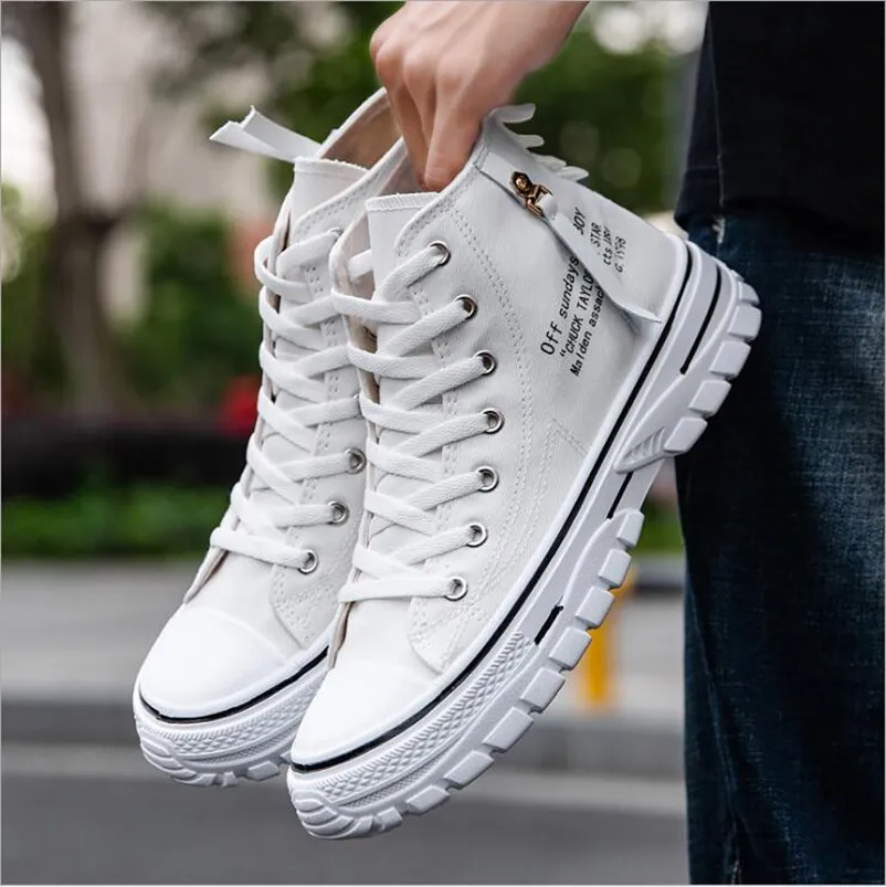 Breathable High Men's Canvas Summer Boots Casual Platform Black White Blue Inspired by Motocross Tires Men Sneakers Sport Top Quality Good Service Low Price to 40901 5