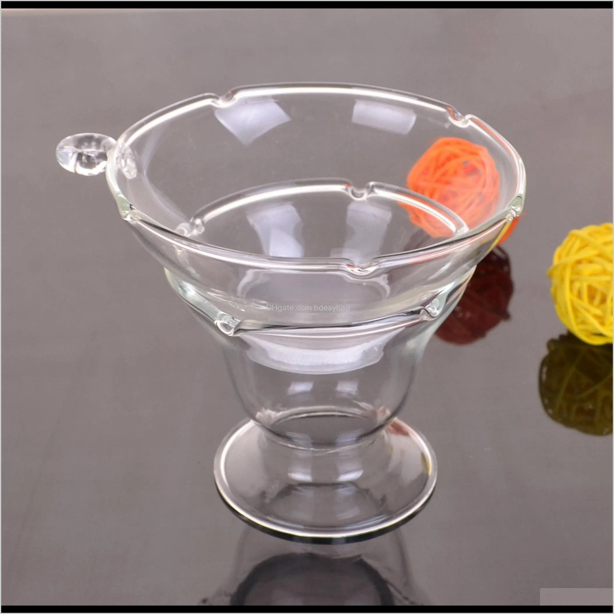 clear heat resistant glass tea funnel filter strainer with conical stand holder