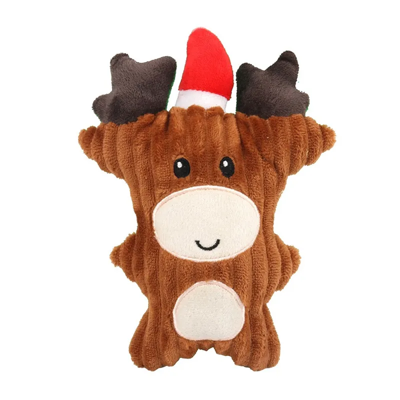 Christmas Plush Interactive Dog Squeaky Toys Puppy Gifts Molar Doll Reindeer Santa Claus Shape Xmas Present