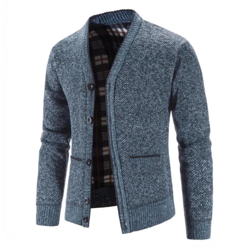 Suéter dos homens 2021 Camisola Botão de Inverno de malha Casaco Cardigan Jaqueta V Pescoço Algodão Casual Slim Fit Thicken Warmer Coat Outwear