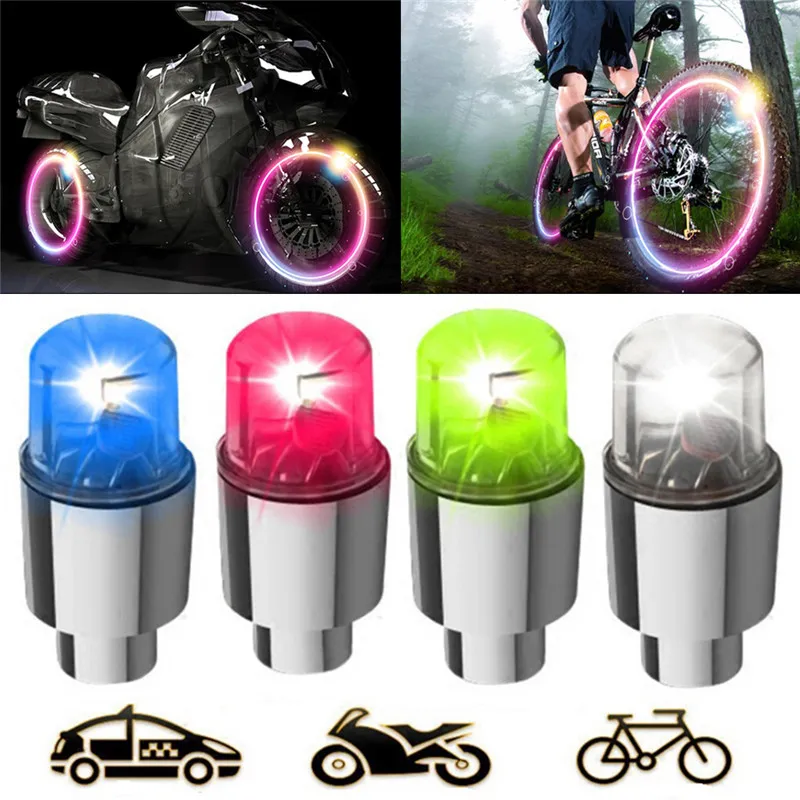 Colorful Wheel Lights for Car Bike Motorcycle Alloy Air Cover Tire Rim Valve Wheel Stem LED Lamp Flash Color Sensor Tyre Wheels Valve Cap Bulb