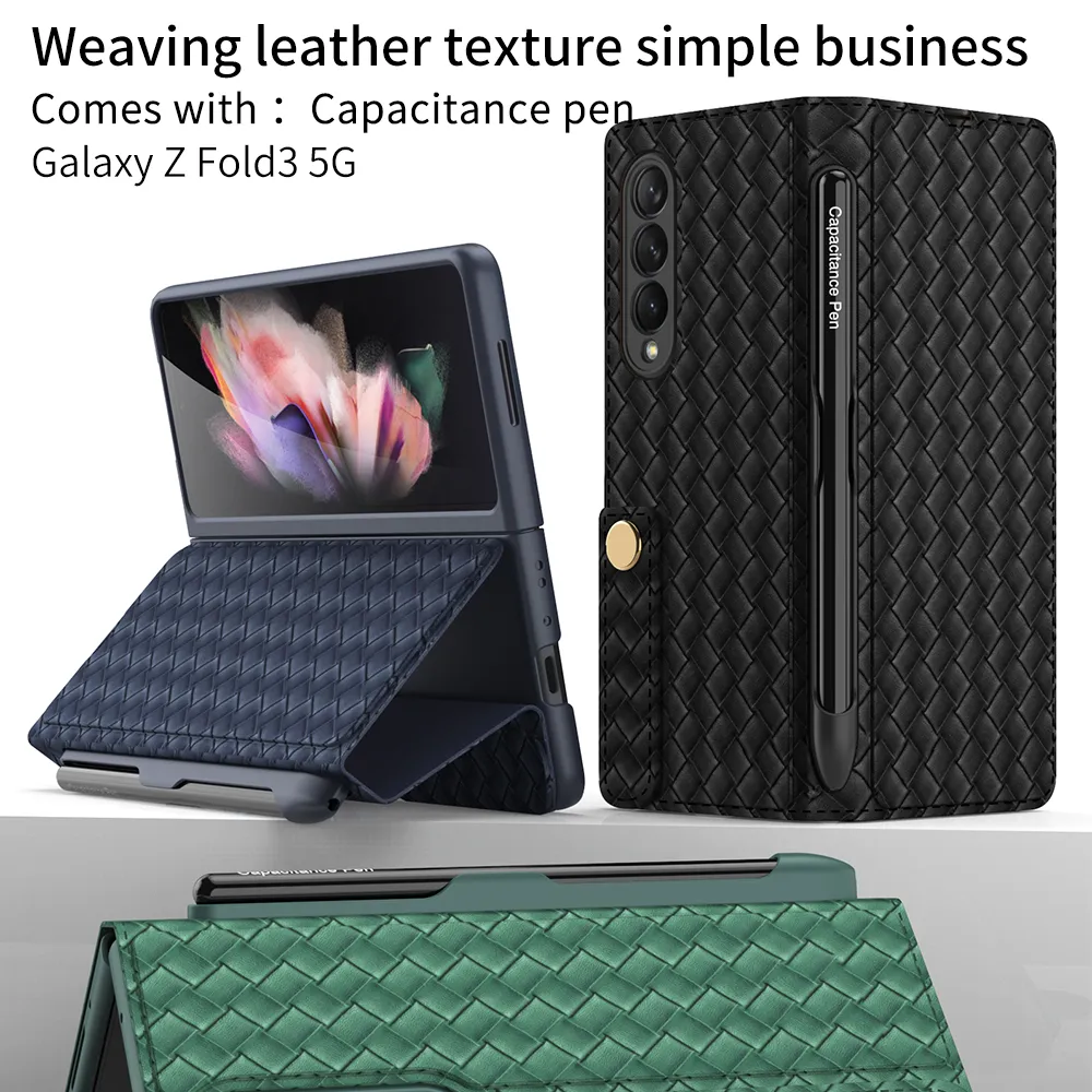 Magnética gira casos de fivela para Samsung Galaxy Z Dobra 3 5G Case Case Flip Capacitance Pen Slot Slot Capa