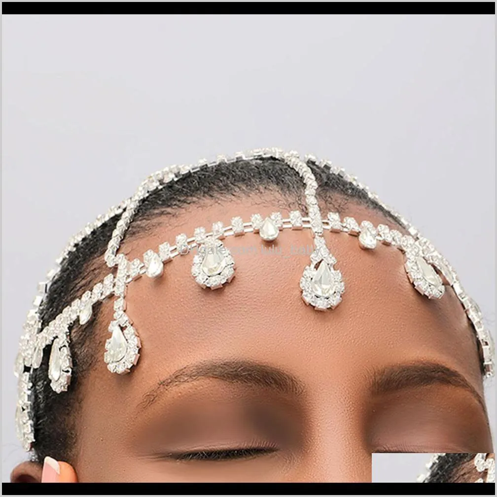 glaming head chain wedding hair jewelry for bridal drop vintage bling crystal rhinestone headband for women hair accessories