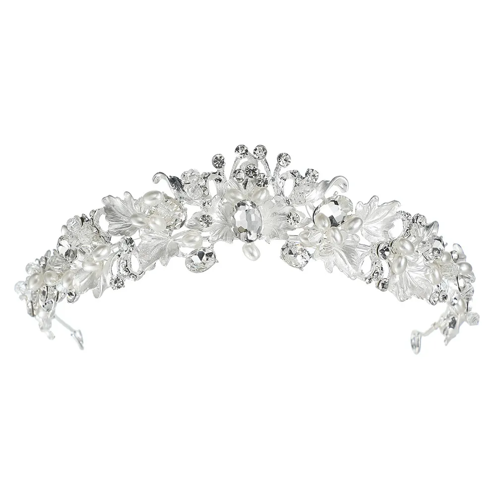 Handgemaakte kristallen bruiloft haaraccessoires Strass Tiara Bruidshoofdband Kronen Hoofddeksel Heldere parels voor avondfeest2464