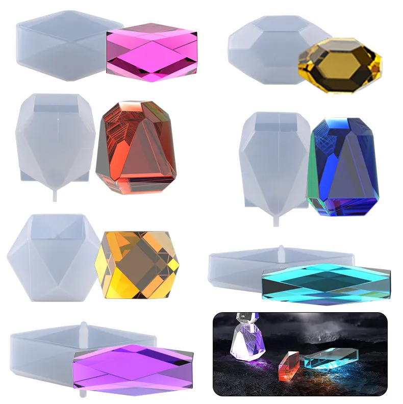 DIY Resin Diamond Jewelry Casting Molds Multi-Faceted Large Rhombus Gem Brick Blocks Stone Epoxy Resin Molds for Making Craft