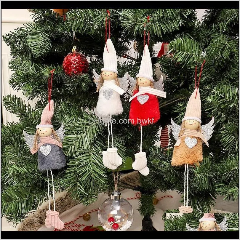 christmas decorative hanging figurine angel with glitter heart pendant ornaments holiday gift decorations