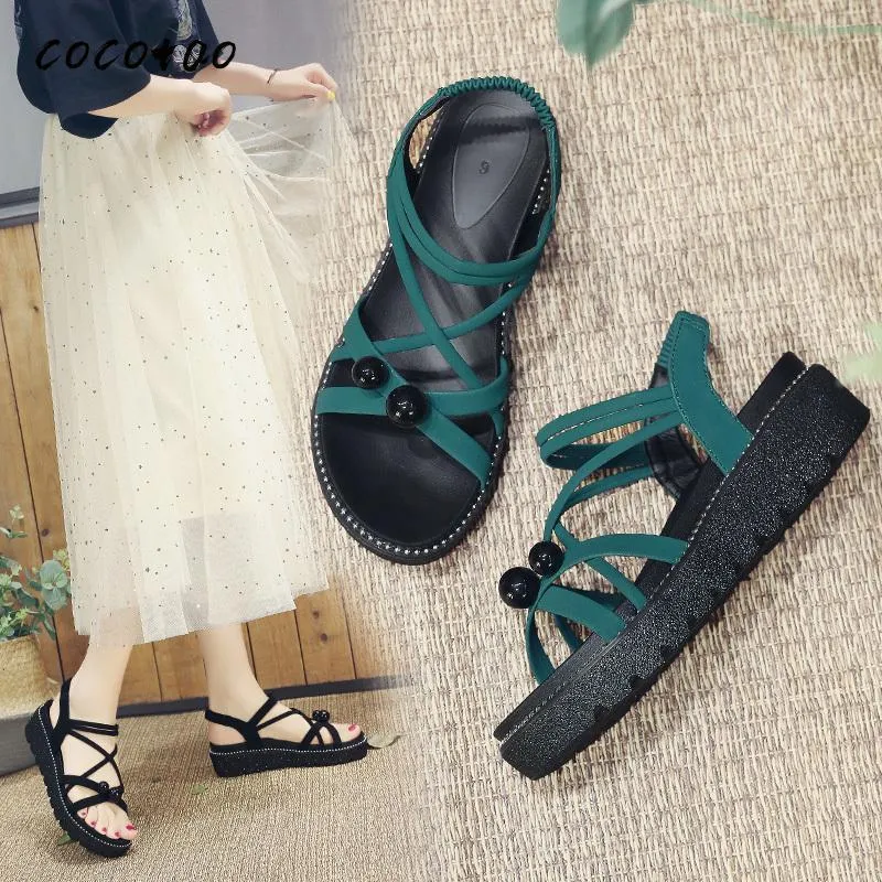 Sandals Female Summer 2021 Korean Version Of The Sponge Cake Thick Bottom Roman Harajuku Anti-slip Wedge Heel