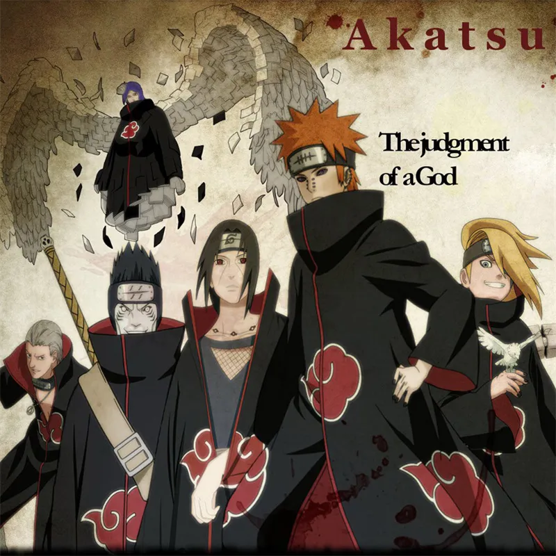 Naruto akatsuki cloak anime cosplay kostym röd moln robe fyra generationer sex generationer halloween kappa