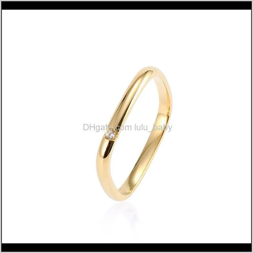 Bandringar Drop Leverans 2021 Kvinnor 18K guld Zirkon Titanium Stål Enkel Geometri Plain Ring Net Red High Quality Fashion Smycken I3Tsa