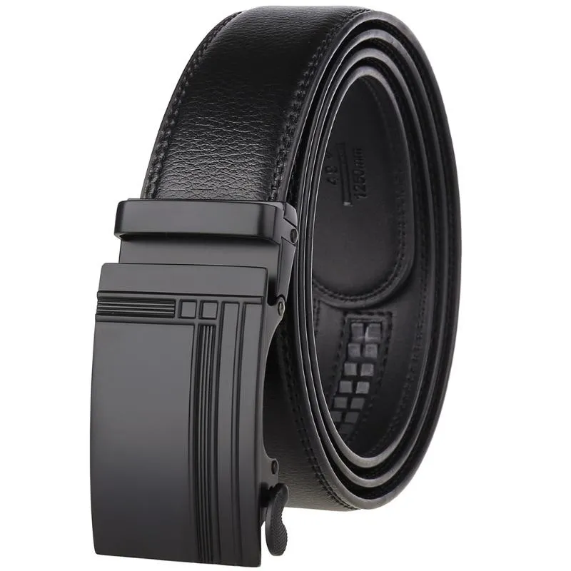 Bälten Fange Mens Belt äkta läderdesigner män för jeans klänning byxor justerbara reversibla manliga glidar ratcher fg388-2