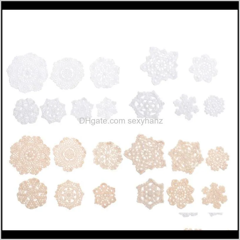 24pcs cotton flower appliques decor small crochet doilies sewing supplies