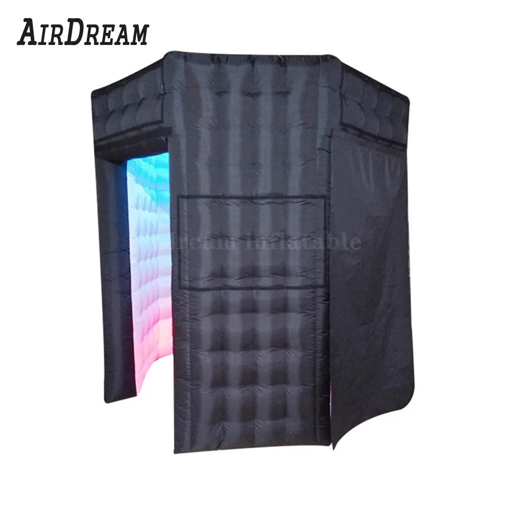 سعر المصنع LED نفخ بوث صور سوداء، المحمولة مستديرة مسدس Photobooth مع 2 أبواب للبيع