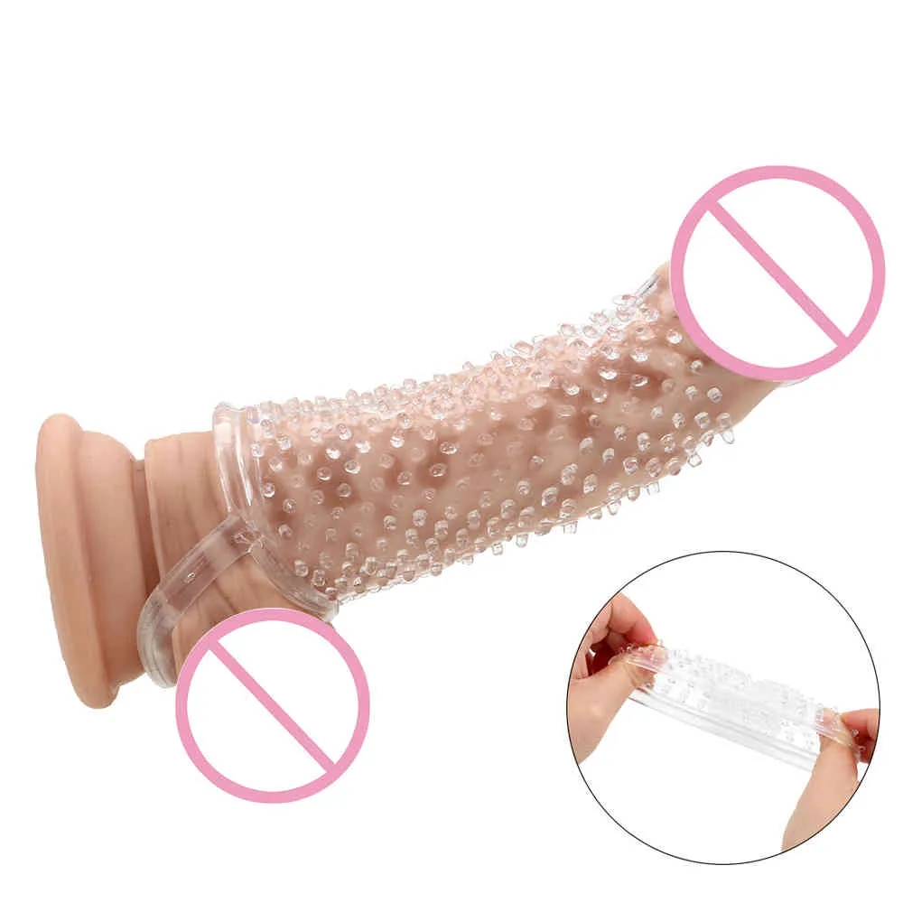 yutong IKOKY Delayed Ejaculation Enlargement G-spot Stimulation Cock Sleeve Penis Sleeve Toys For Men Cock Rings Reusable Condom226L