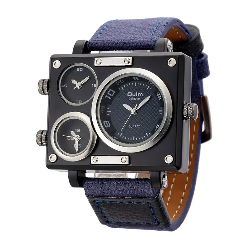 Unique Design Mens Watch Square Big Face Casual Quartz Wristwatches 3 Time Zone Multifunction Analog Watch For Men From Terrenceross 27.13 DHgate.Com