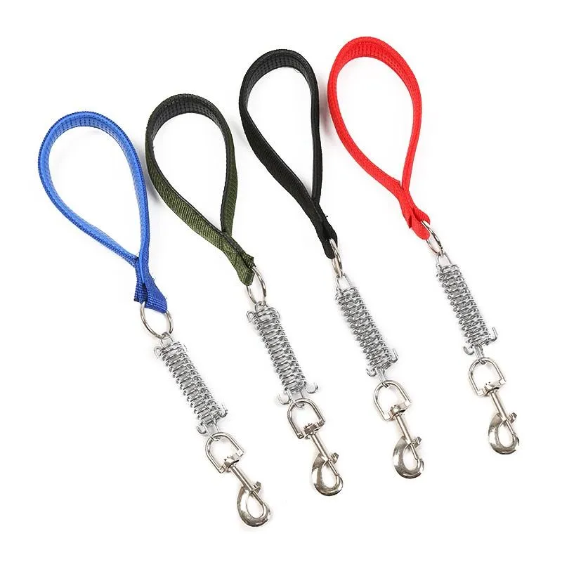 Dog Collars & Leashes Short Leash Spring Buffer Explosion-proof Medium Large Big Chain Traction Rope Foam Handle Pet Lead