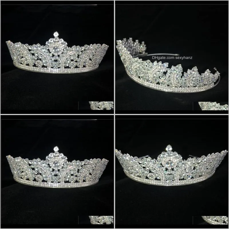 luxury crown headdress fashion exquisite zircon crystal headdress evening dress bridal wedding jewelry headband