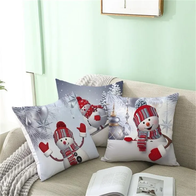 Merry Christmas Pillow Case Cushion Cover Peach Skin Christmas Pillowcase for Home Xmas Decorations Gifts Happy New Year