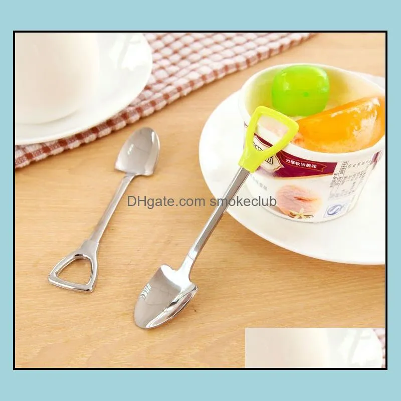 Stainless Steel Spoon Shovel Shape Design Coffee Ice Cream Soup Honey Spoon Long Handle Tea Spoons